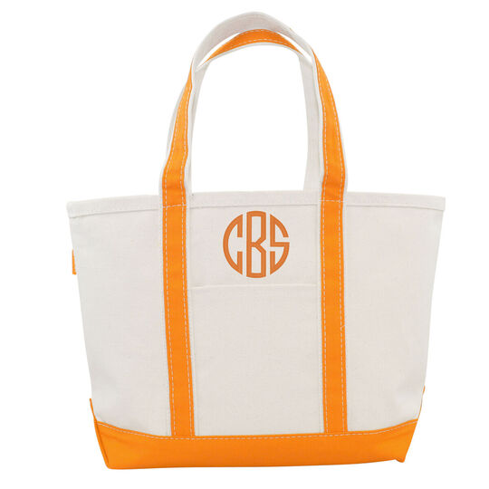 Personalized Medium Orange Trimmed Boat Tote